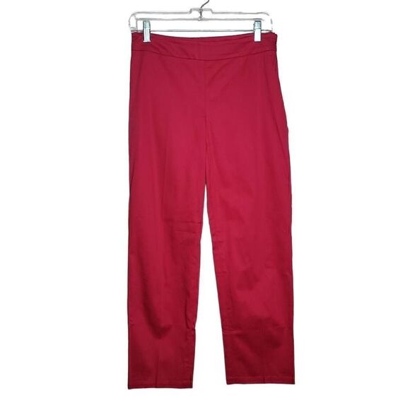 Talbots Curvy Cropped Side Zip Flat Front Cotton Pants Red 2 - Picture 2 of 10